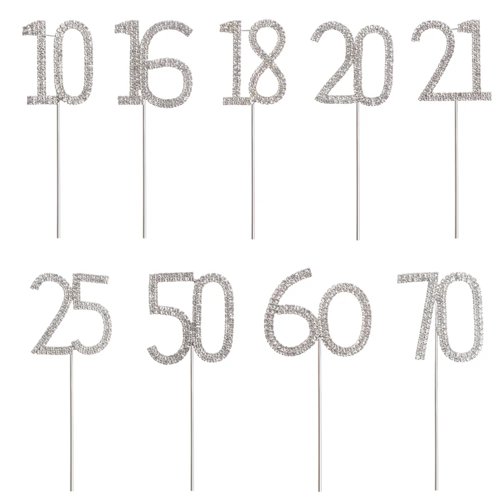 Стразы хрустальные алмазные десерты орнамент цифры торт Топпер серебро двойной