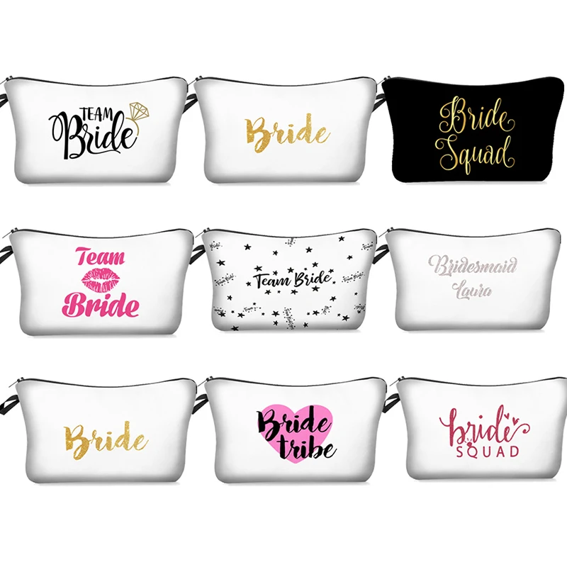 

Team Bride tribe Make Up Bag Women Cosmetic Bags Bridesmaid Wedding Bachelorette Party Makeup Pouch Beauty Case Toiletry Bag