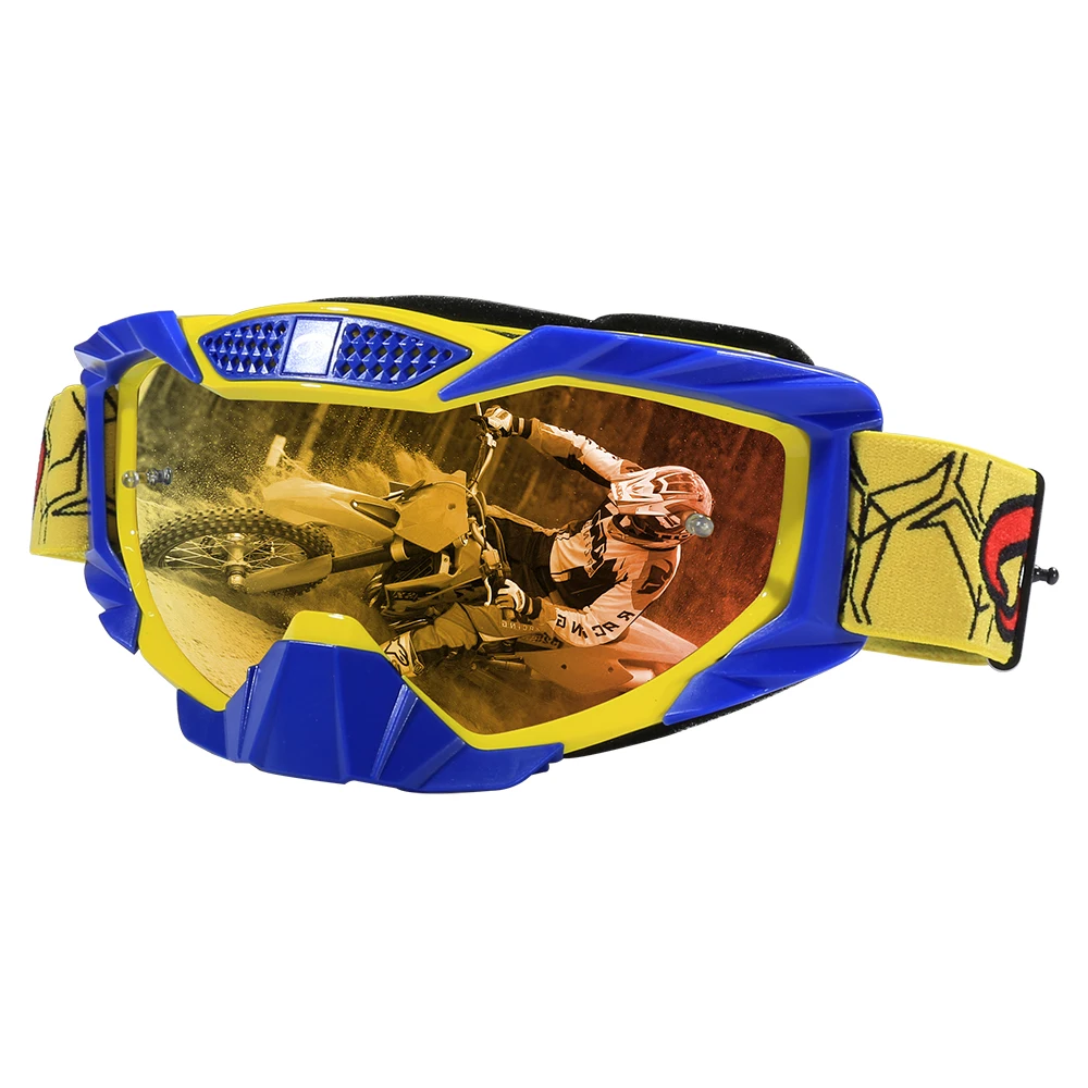Blue Yellow Jiepolly мотоциклетные MX очки шлем маска солнцезащитные очки для мотокросса очки ветрозащитные оторвать MTB горный велосипед солнцезащитные очки - Цвет: Blue Yellow