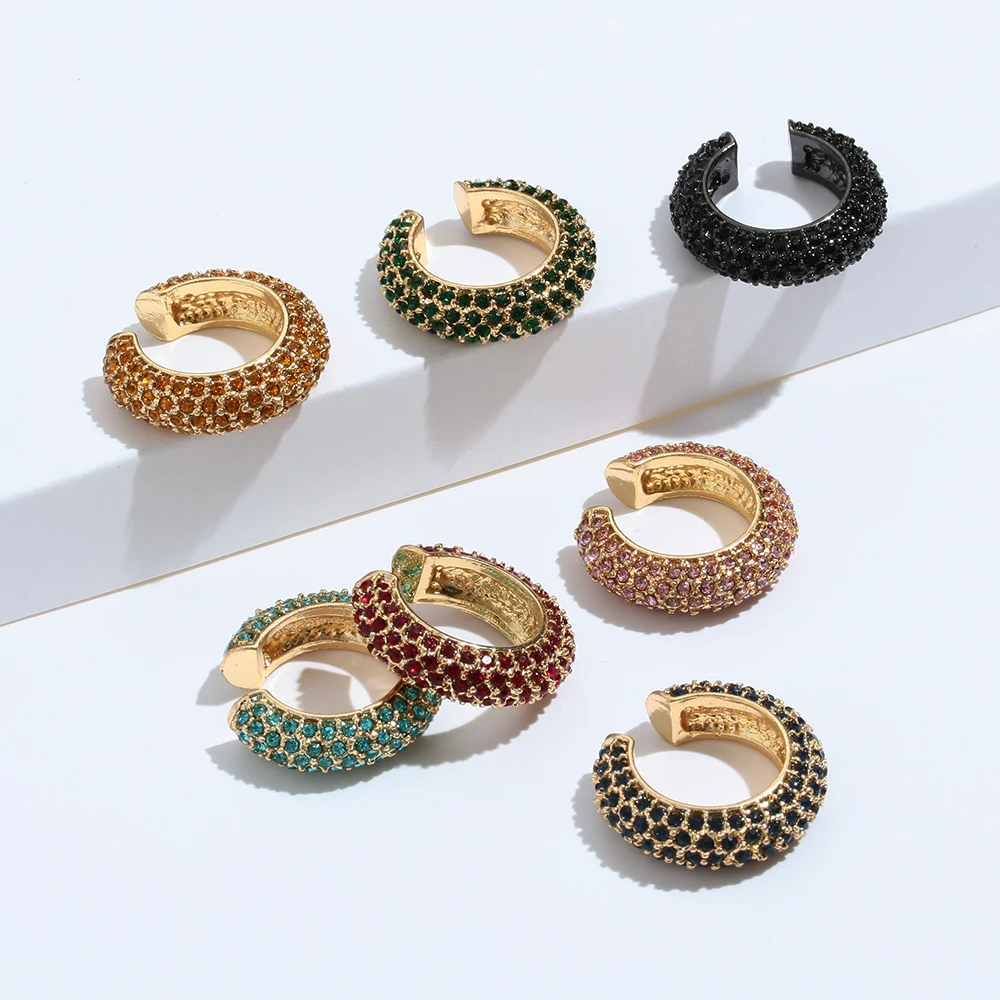 Серьги-гвоздики женские круглые золотистые разноцветные медные с фианитами |