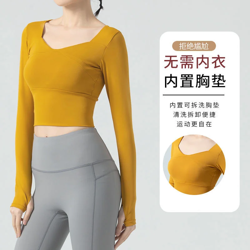 

Yoga Crop Top Sports Yoga Top Women's Long Sleeve T-shirt Running Training Yoga Women's Summer Top Deportivo Mujer Camisetas