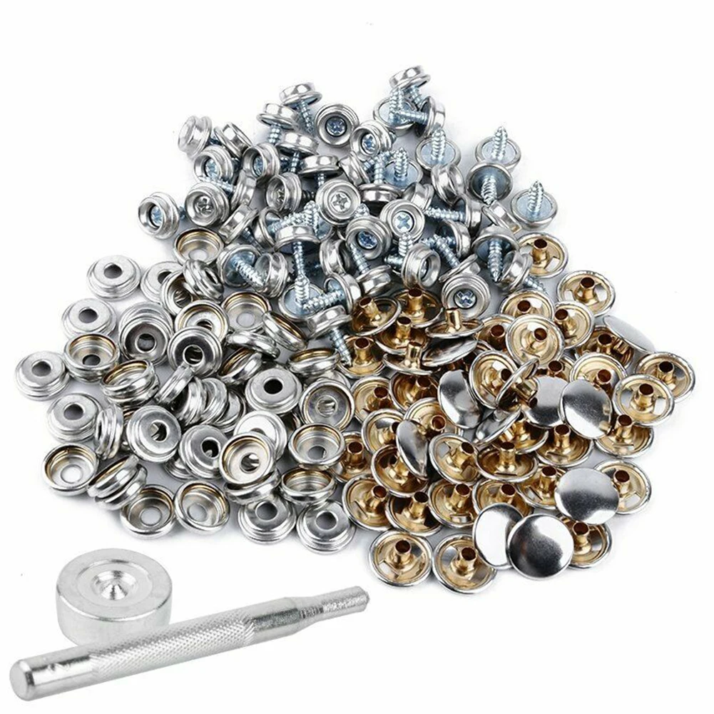 

152PCS Stainless Steel Snap Fastener 1 set Screw Snap Fasteners Stainless