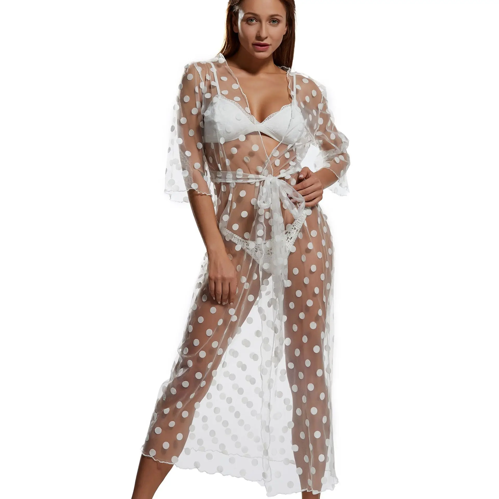 Черный сексуальный перспективный сетчатый в горошек чехол для женщин бикини