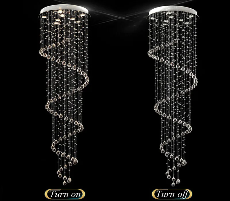 値段 現代クリスタルつりランプスパイラルレストランシャンデリアダブル階段ロングシャンデリア Led ラウンドロマンチックなクリスタルライト