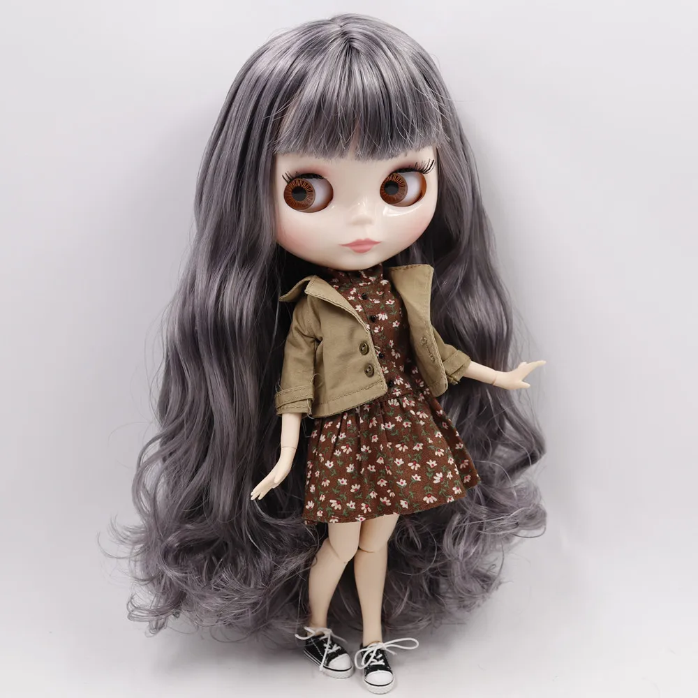 Кукла ICY DBS Blyth серия No.9016/1049 серая смесь фиолетовых волос с челкой белая кожа 1/6