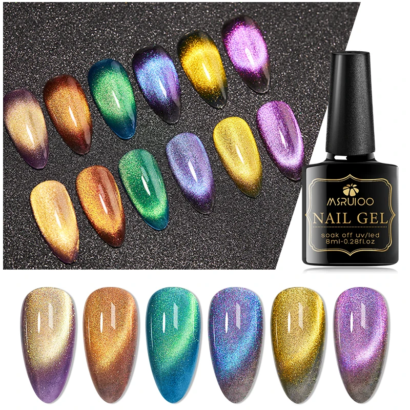 

MSRUIOO 9D Magnetic Gel 8ml SPAR Cat Eye Gel Polish Soak Off Gel UV LED Nail Gel For Manicure Chameleon Color Gel Base Top Coat