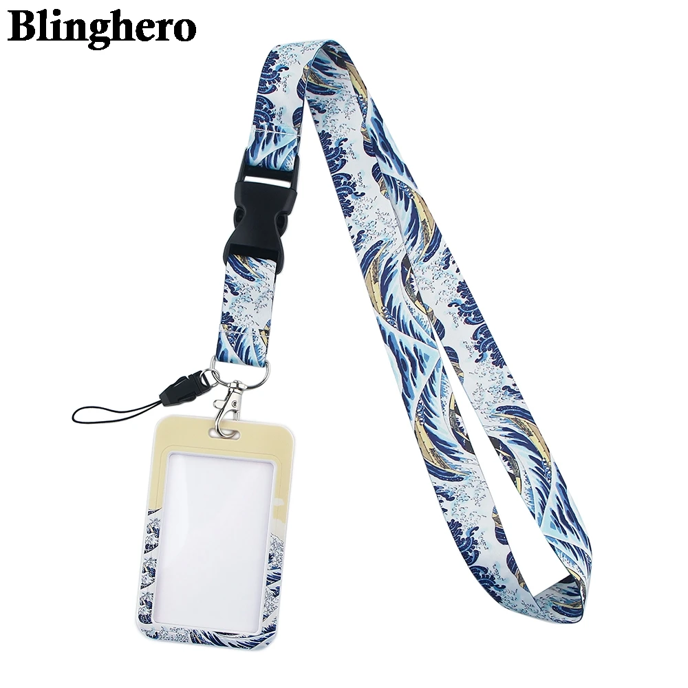 CB342 Wave Lanyard Neck Strap Art Oil Painting Lanyards Bus ID Name Work Card Badge Holder Accessories Decoration