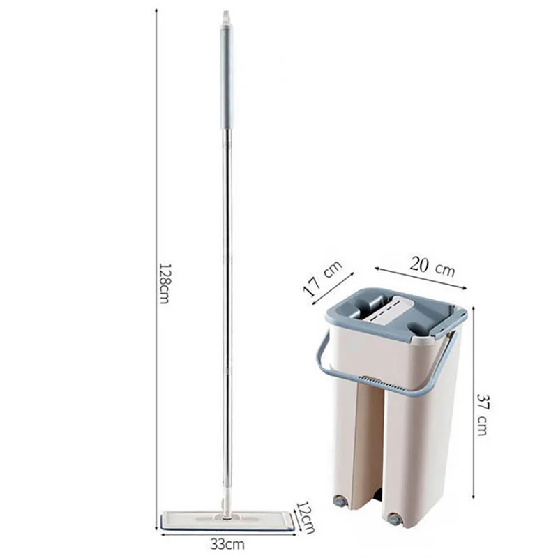 

Adjustable Mop Set Avoid Hand Cleaning Cloth & Bucket Flat Squeeze Magic Wooden Floor Lazy Mop Household Sweeping Cleaning Tool
