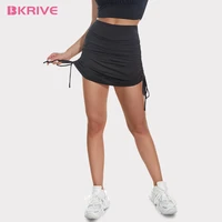 bkrive women tennis skirts athletic yoga shorts skirt drawstring ruched side sports skort anti exposure fitness short sportswear