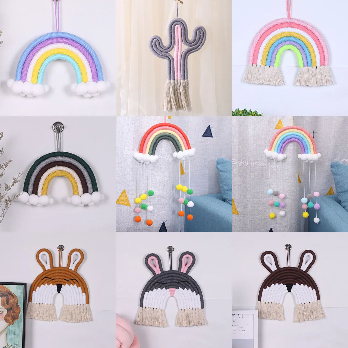 

Creative Home Decoration Christmas Cashmere Rainbow Wall Hanging Balance Bedroom Cute Handmade DIY Cloud Pendant Fashion Gifts