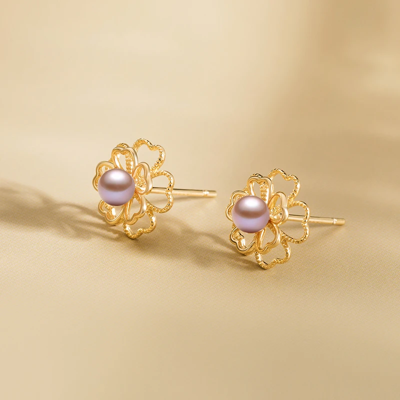 Женские компактные серьги с пресноводным жемчугом SA SILVERAG простые и лепестками из