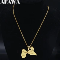 2021 fashion guadeloupe map stainless steel necklace for women gold color necklace jewelry bijoux femme n1045s02