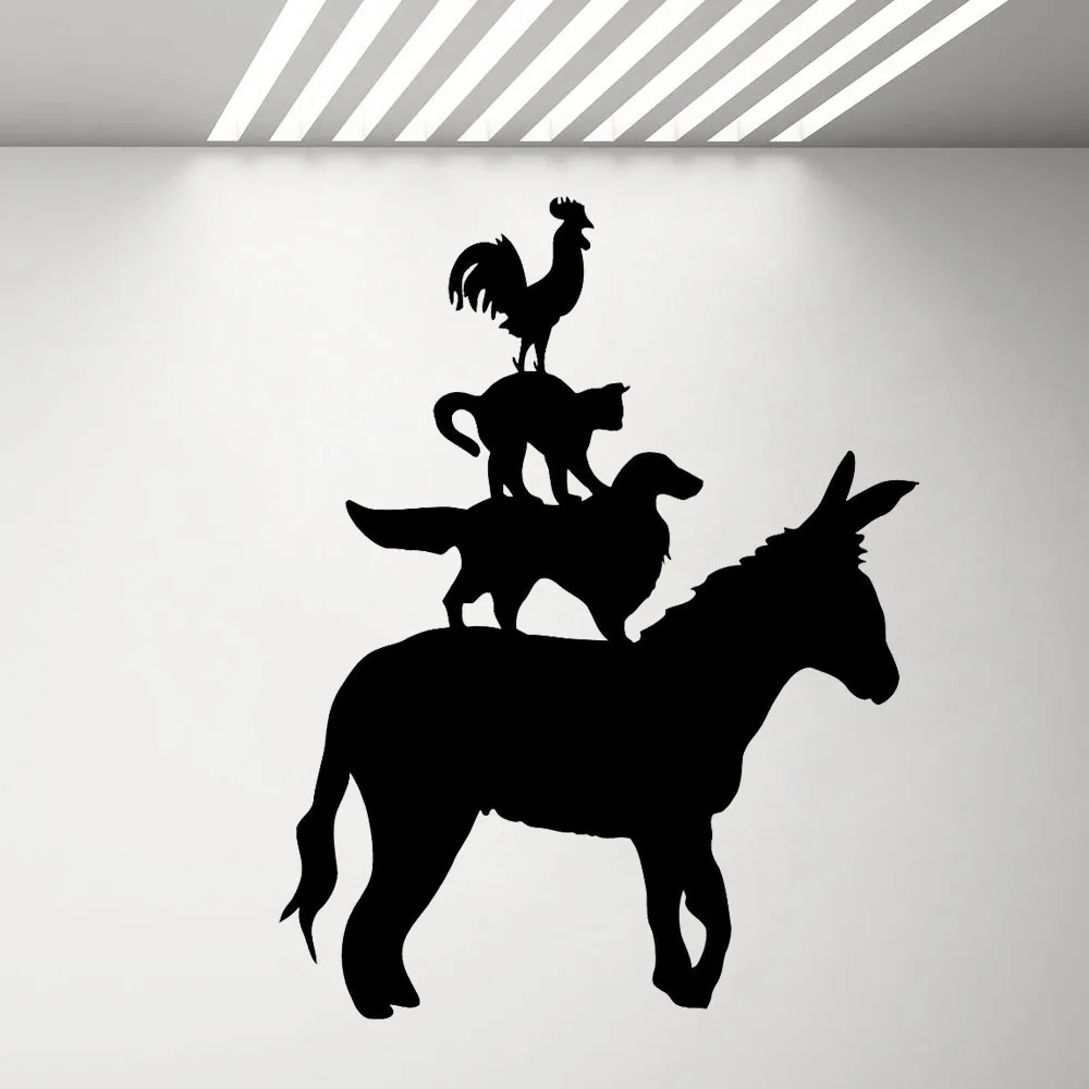 Виниловая наклейка на стену с изображением животных осла собаки кошки