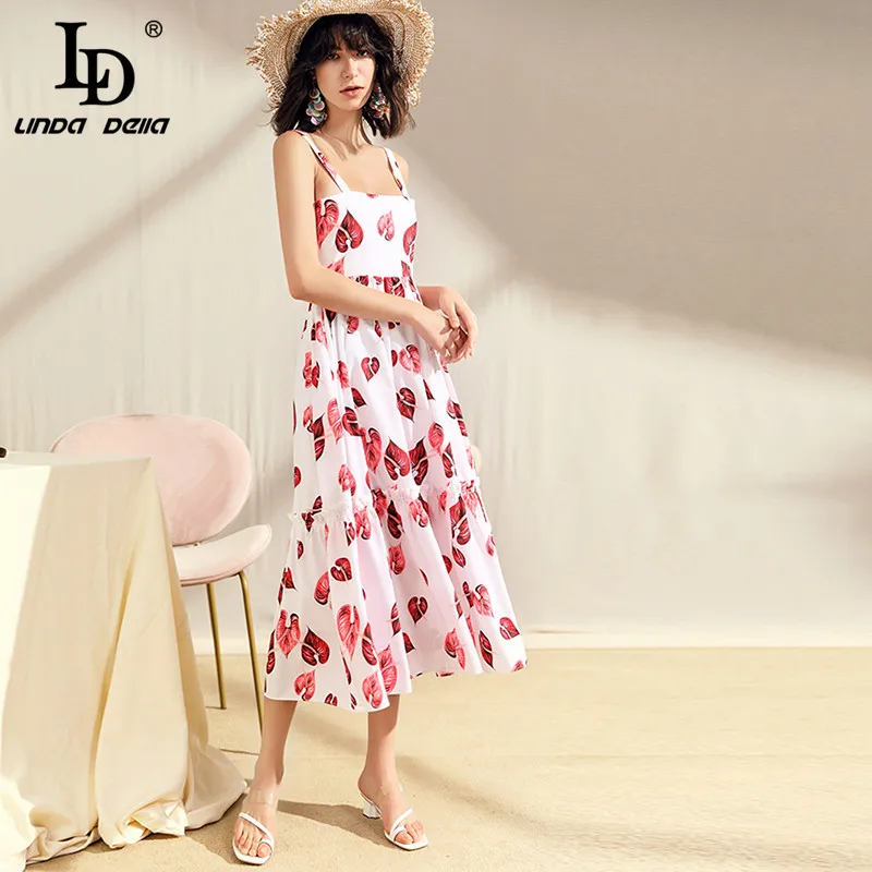 Женское платье на бретельках LD LINDA DELLA летнее Элегантное повседневное миди с