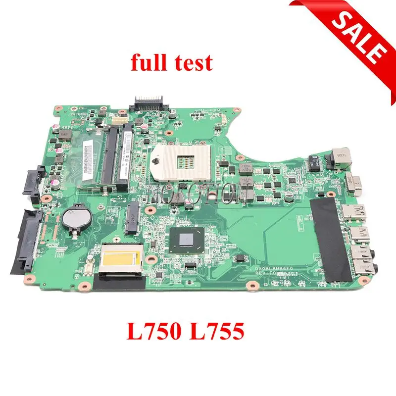 

NOKOTION Laptop motherboard for Toshiba Satellite L750 L755 Mainboard Compatible for A000080670 DA0BLBMB6F0 HM65 DDR3 full test