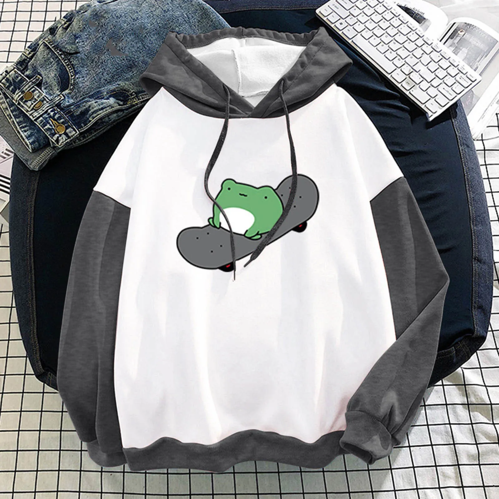 

HoodieFrog Sweatshirt Fashion Women Autumn T-Shirt Long Sleeve Casual Patchwork Tops Oversized kawaii Women's Clothing sudaderas