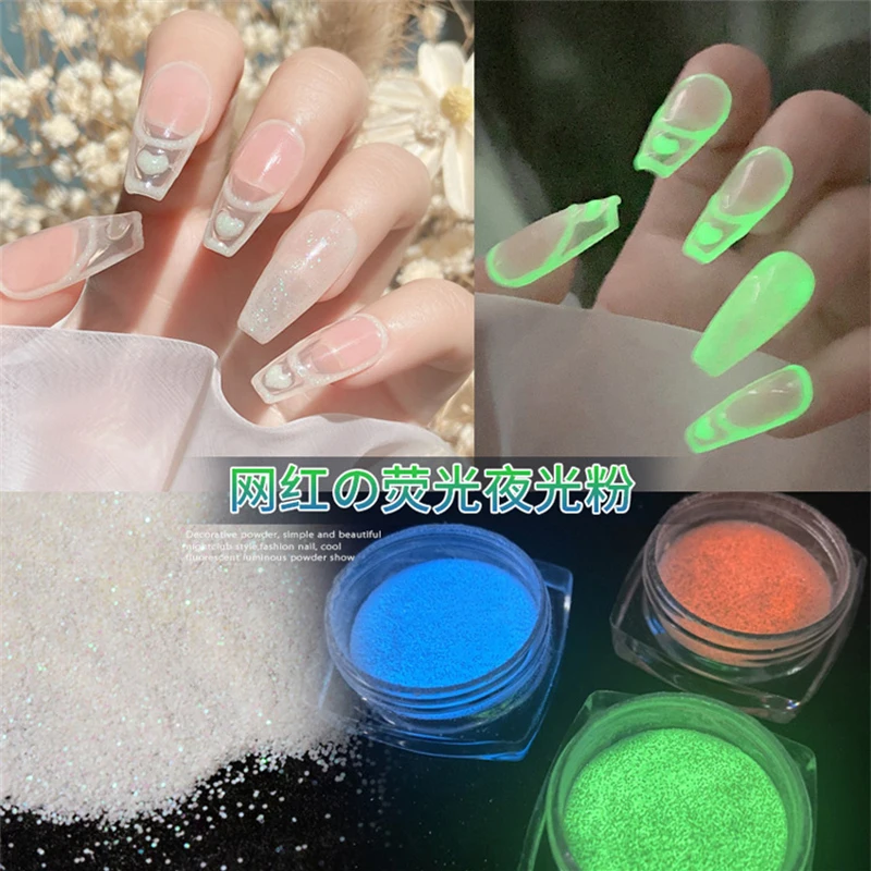 

6 Colors Nail Art Candy Color Broken Diamond Powder Fluorescent Powder Glitter Sequins Charm Pigment Dust Nail Decoration