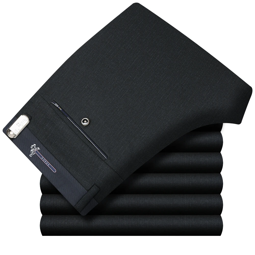 Black gray 111 ICPANS, мужской костюм, брюки, Осенние, мужские, платье, брюки, прямые, бизнес, офис, мужские, Формальные Брюки, большой размер, классические брюки для мужчин - Цвет: Black gray 111