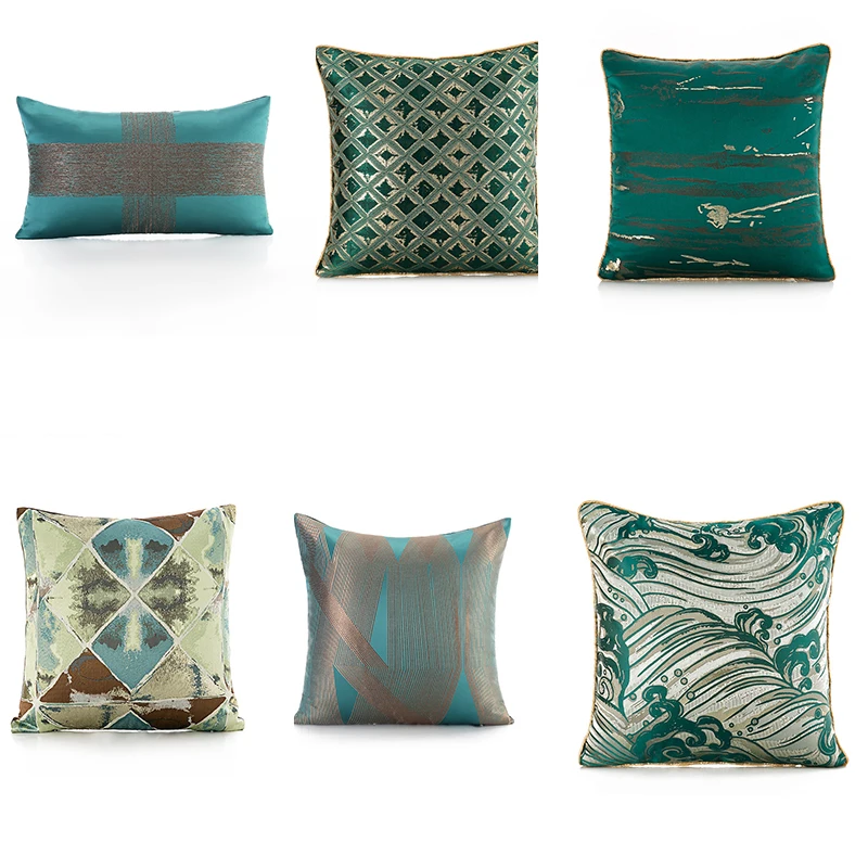 Роскошная Зеленая атласная жаккардовая Автомобильная наволочка для подушки