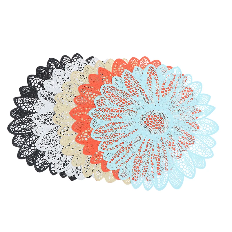 

1PCS Christmas Simulation PVC Table Mat No slip Insulation Pad Hollow Flower Placemat