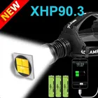 Мощный яркий налобный фонарь XHP90.3, 400000 лм, светодиодный налобный фонарь 18650, USB Перезаряжаемый налобный фонарь высокой мощности XHP90.2, налобный фонарь