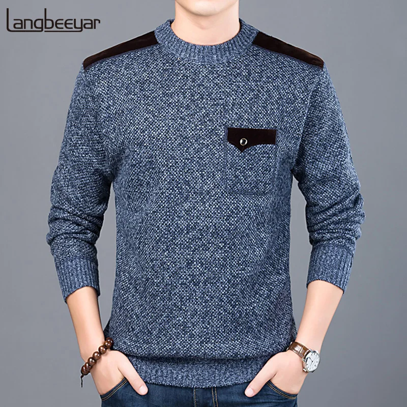 

Новинка 2021, модный брендовый свитер для мужчин, пуловеры, облегающие вязаные джемперы с круглым вырезом, осенняя повседневная одежда в Коре...