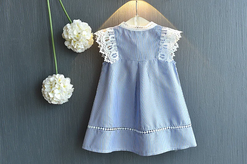 Детское летнее платье 2020 красивое в полоску кружевное вечервечерние принцессы