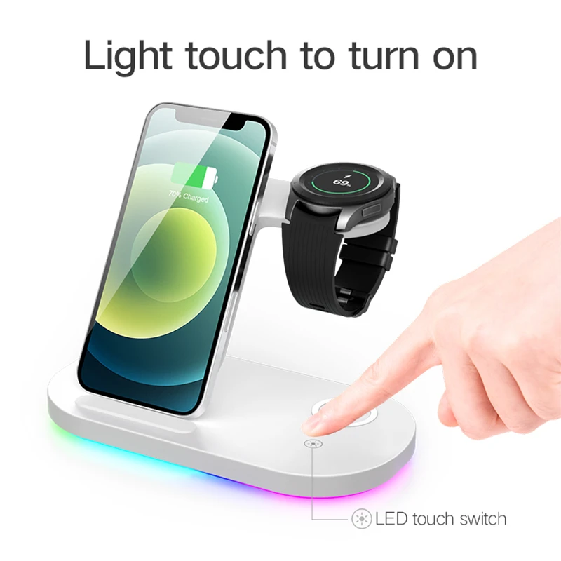 Беспроводные зарядные устройства 15 Вт подставка для Samsung Z Fold3 Flip3 S21 S20 Galaxy Watch 4 3