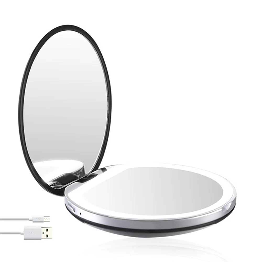 

Magnifying LED Makeup Mirror Mini Round Portable Makeup Mirror Sensing Usb Chargeable Cosmetic Beauty Tools for Outdoors