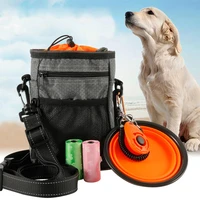 multi function dog training bag portable pet outdoor treat bags food holder adjustable waist belt garbage bag folding bowl kit