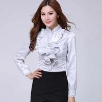 white chic shirt women blouse formal business autumn blusas plus size casual vintage winter gray chemisier femme tops blusa lady