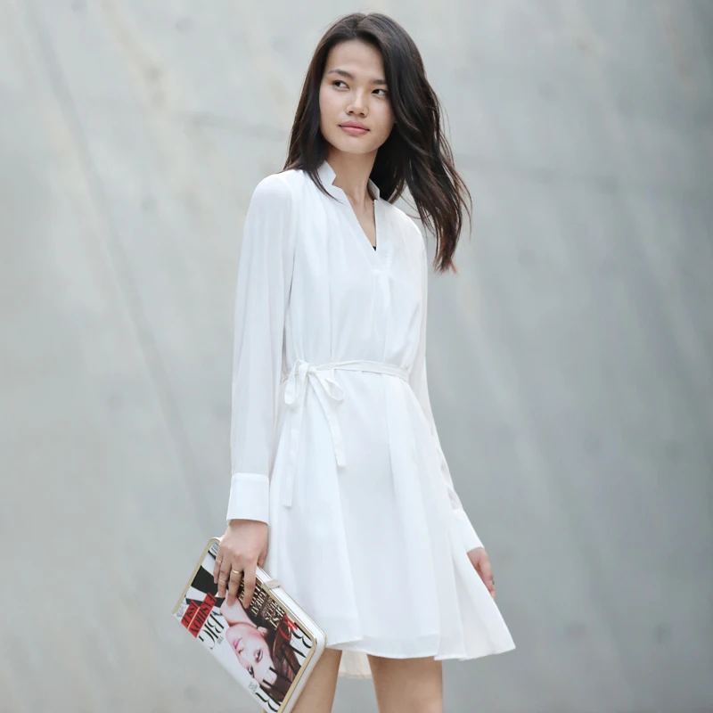 

2017 Summer Autumn New Fashion Customize Women Casual Sash Decoration Plus Size 3XS-10XL Loose Chiffon Shirt Dress Vestido