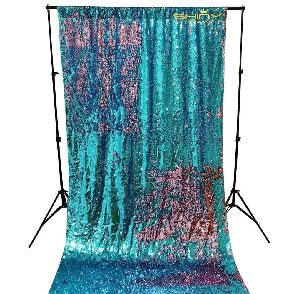 Блесток шторы фон 4FTx7FT Русалка с пайетками для Photo Booth бирюзового до крыльями