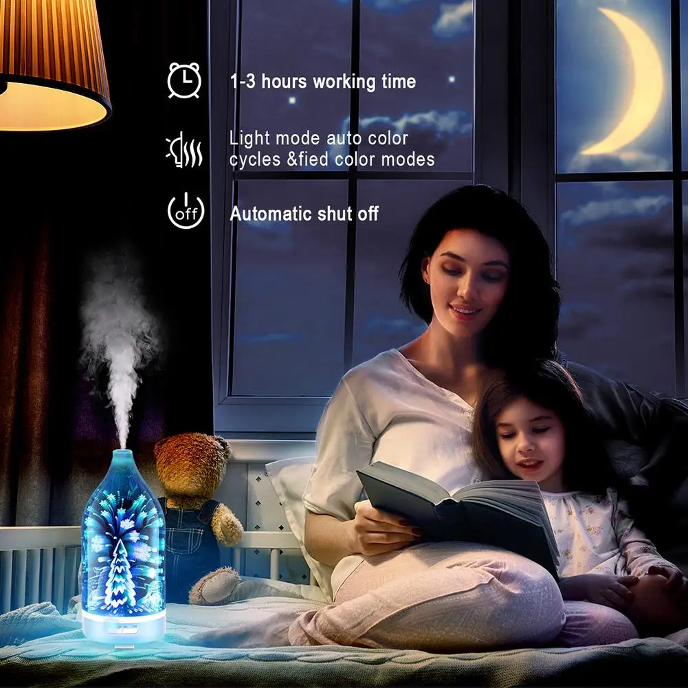 120ml Intelligent Mist Humidifier Ultrasonic Quiet Air With 7 Color LED Lights Eco Friendly For Home Bedroom | Дом и сад