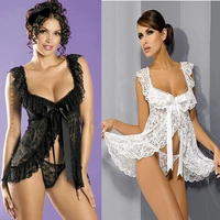 sexy costumes women hot erotic lingerie dress set lace clothing sexy underwear nightwear maid uniform g string exotic apparel
