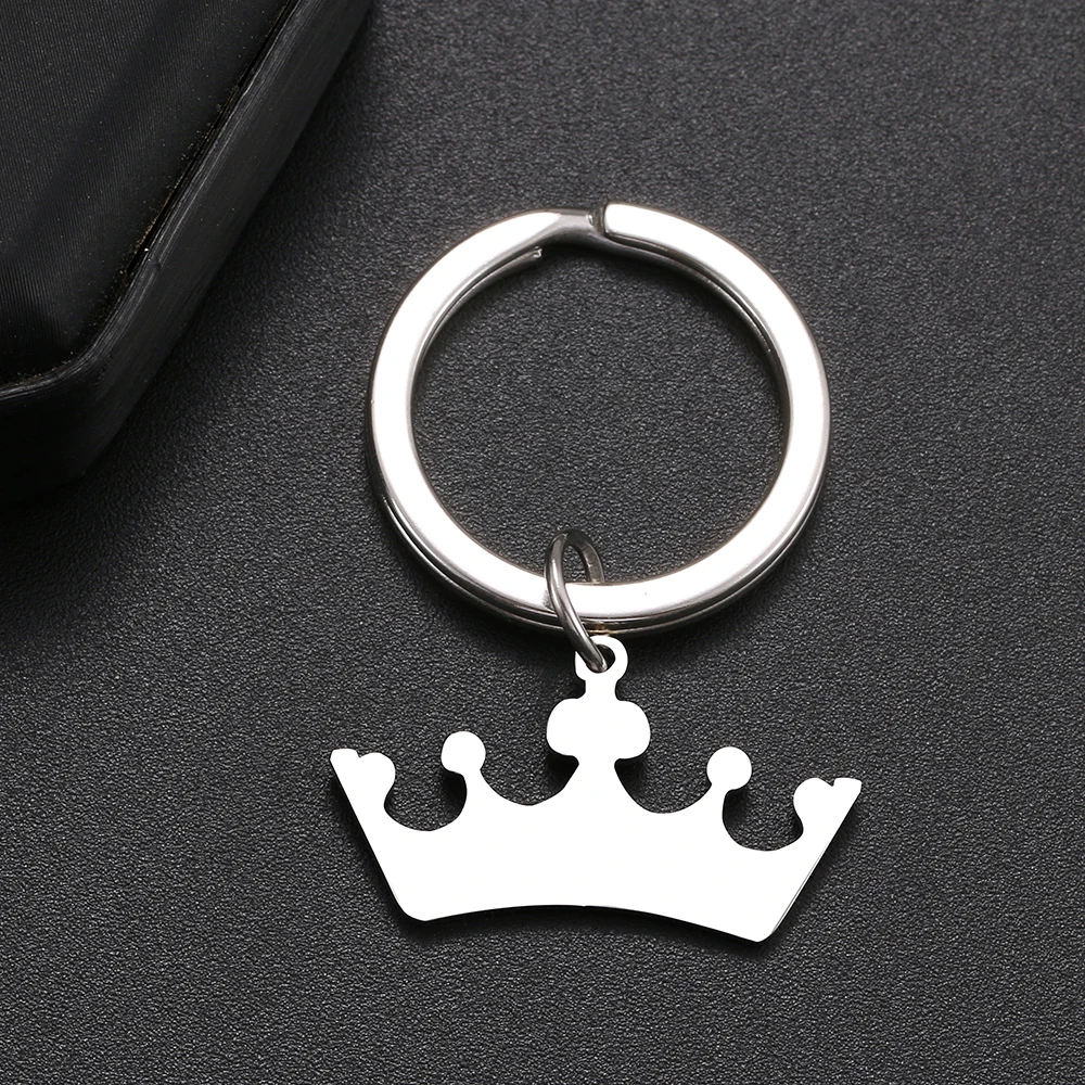 Брелок из нержавеющей стали в виде короны серебристого цвета модный брелок для