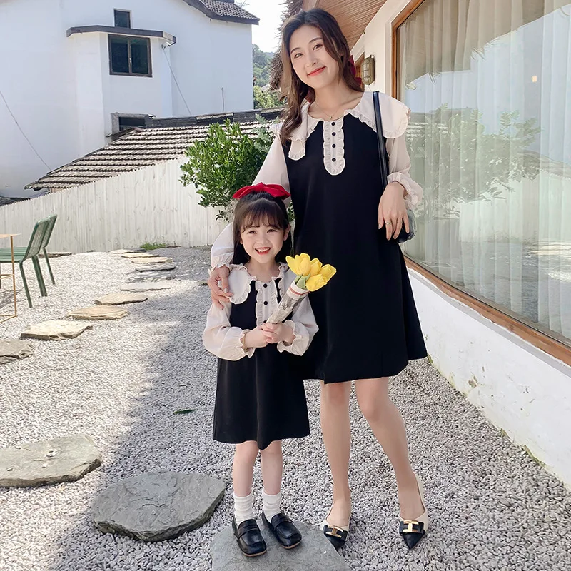 

family matching clothes mother daughter dresses spring and autumn clothes pricess dress for girls