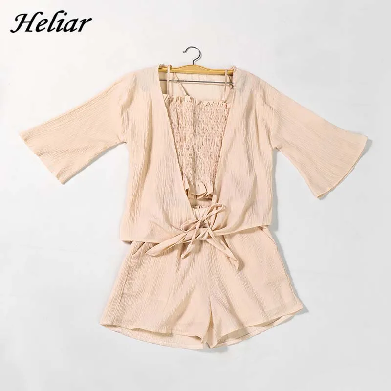 Heliar Blouse and Tank Top And Elastic Skirts Women Streetwear Casual Harajuk Style Suits 2019 Summer Female Two Pcs Outfits | Женская