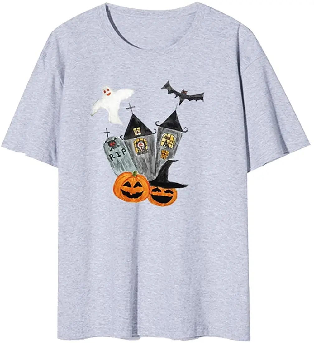 

Women Christmas T-Shirt Funny Pumpkin Novelty Tees Loose T-Shirt for Ladies Christmas
