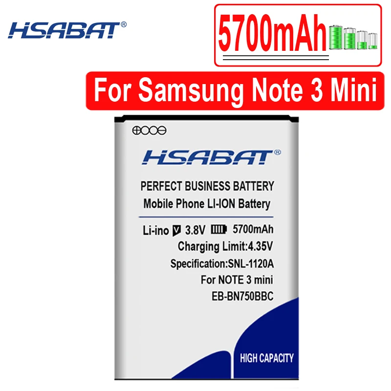 Аккумулятор HSABAT 5700 мАч для Samsung Galaxy Note III Neo 3 neo N7505 N750 note mini N7502 N7506V N7508V|Аккумуляторы