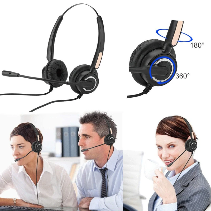 4-Pin RJ9 Call Center Office Noise Cancelling Corded Headset Headphone With Microphone | Электроника