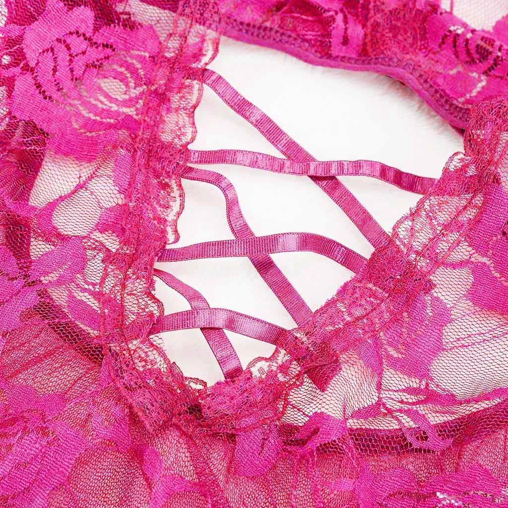 Эротическое нижнее белье с открытой спиной сексуальная комбинация кружевное