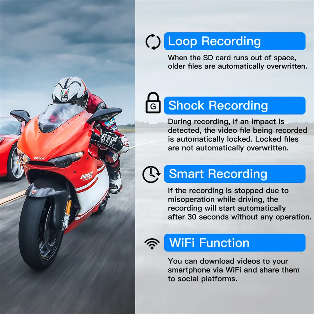 Видеорегистратор Blueskysea DV988 Moto rcycle Wi Fi камера с GPS FHD 1080P двойной объектив сенсорный
