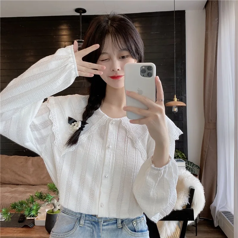 Недорогая оптовая продажа 2021 весна осень новая мода повседневная женская блузка