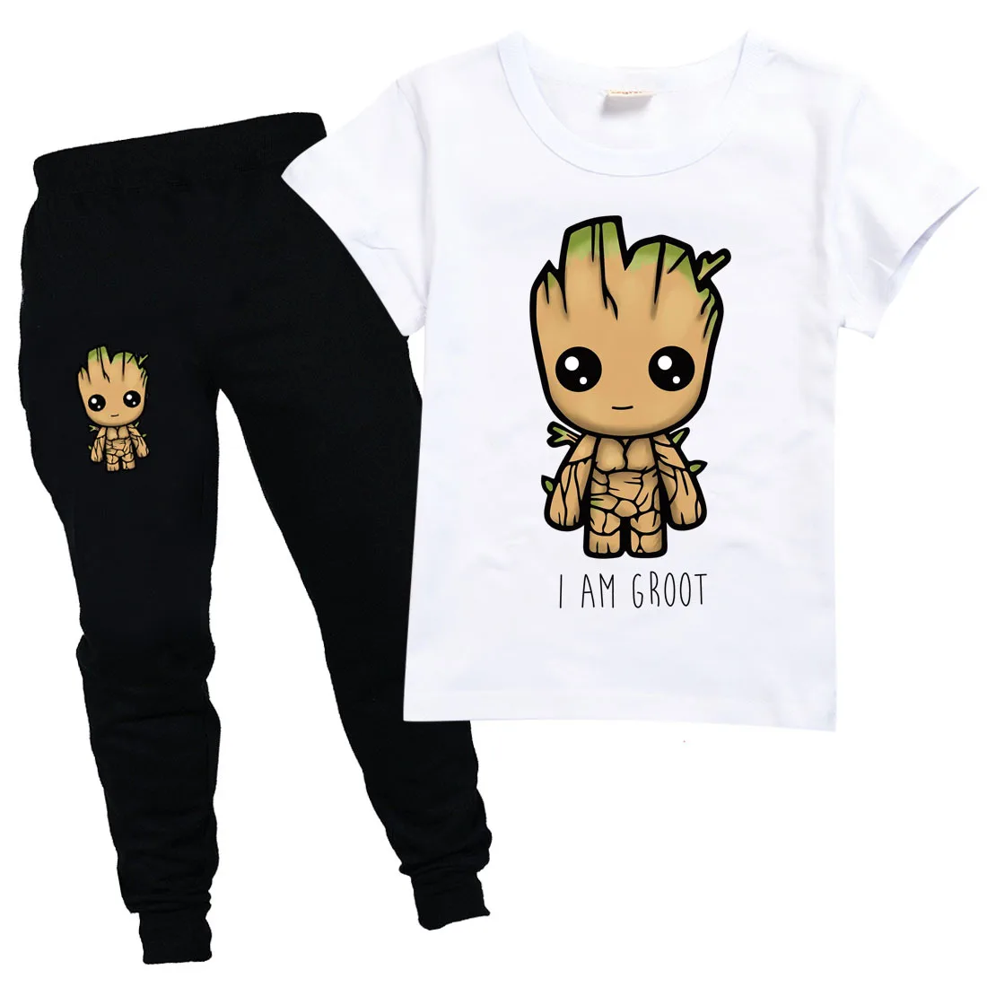 

I Am Groot Grut 2-16Years Short Sleeves Tops+Pants 2pcs Set Kids Cartoon Printed Sport suit Baby Boys Clothing Toddler Outfits