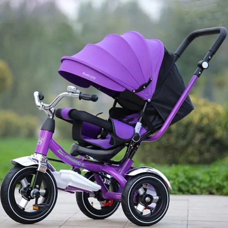 Baby Tricycle Bike 3 In 1 Flat Lying Baby Carriage Stroller Trike Adjustable Swivel Seat Foldable Child Umbrella Stroller Pram