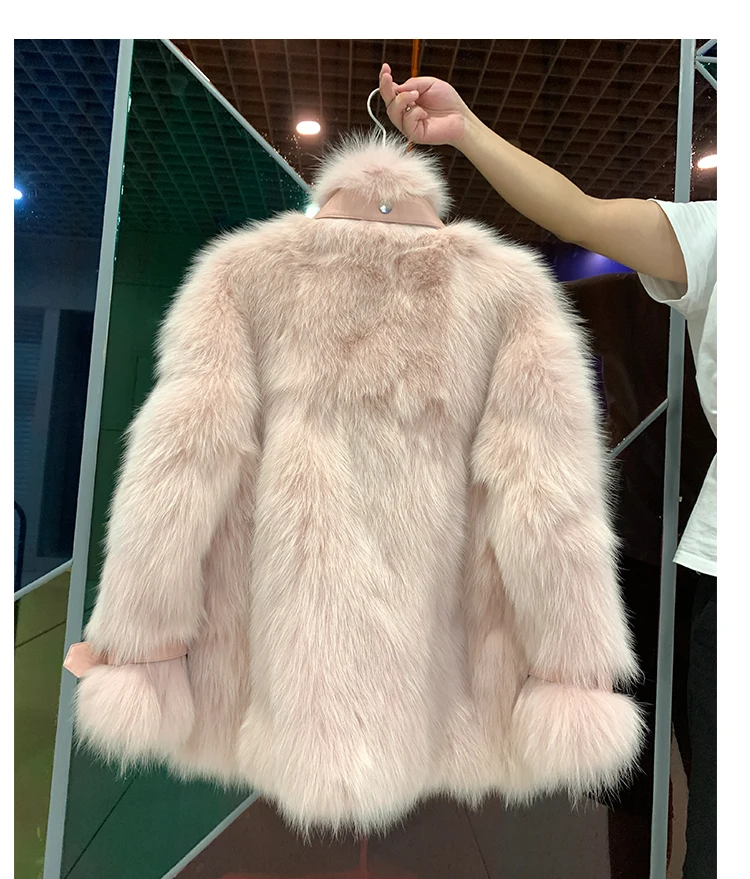 2020 брендовая Роскошная зимняя куртка женская шуба из натурального меха лисы