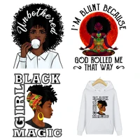 black girl heat trasfers sticker on clothes patch african roots thermal sticker diy black queen melanin iron on transfer decals