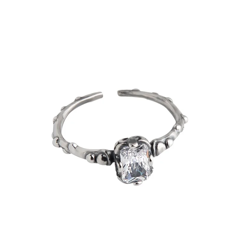 

Vintage 925 Sterling Silver Rings For Women Fine Jewelry, Simple Woman Adjustable Ring Crystal Accessories Female Gifts