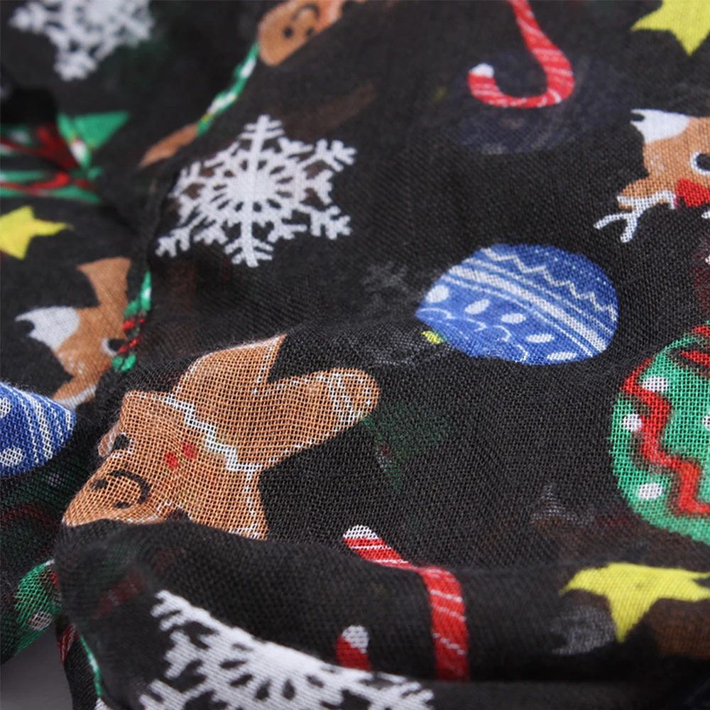 Новинка 2019 Хит Модный женский Рождественский шарф с принтом снеговика оленями